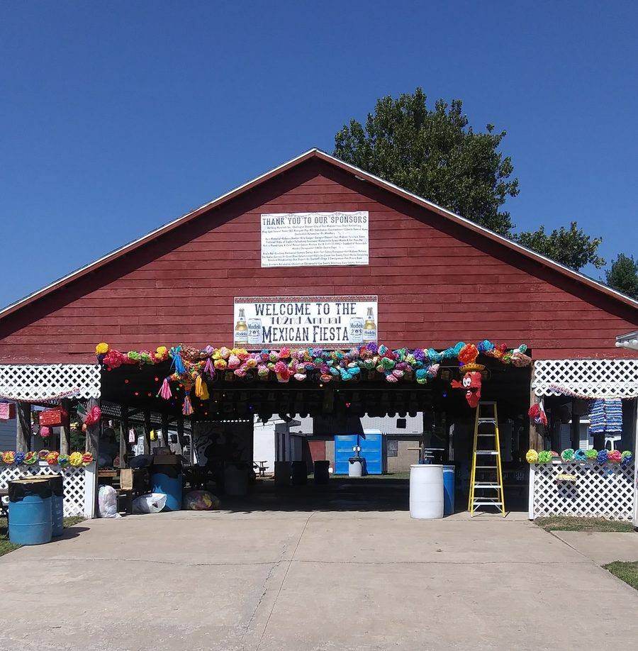 The Fiesta grounds entrance, decorated and welcoming visitors to the 102nd Annual Mexican Fiesta