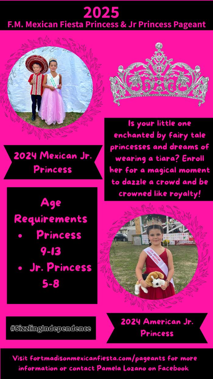 2025 Mexican Fiesta Princess & Jr. Princess Pageant flyer